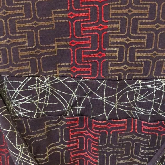 Custo Repainted dress Women's Size 2 short sleeve red brown gold 100% cotton EUC - Picture 11 of 13